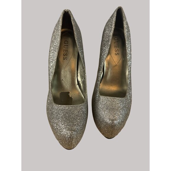 Guess Women's Silver Glitter High Stiletto Heels Size 6M - Picture 6 of 12